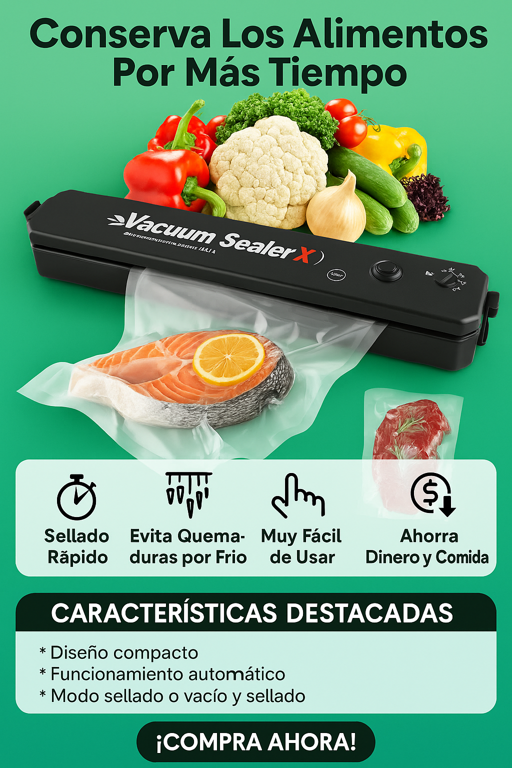 Vacuum Sealer X Pro™ – Conserva Más, Bota Menos y Ahorra Dinero💰