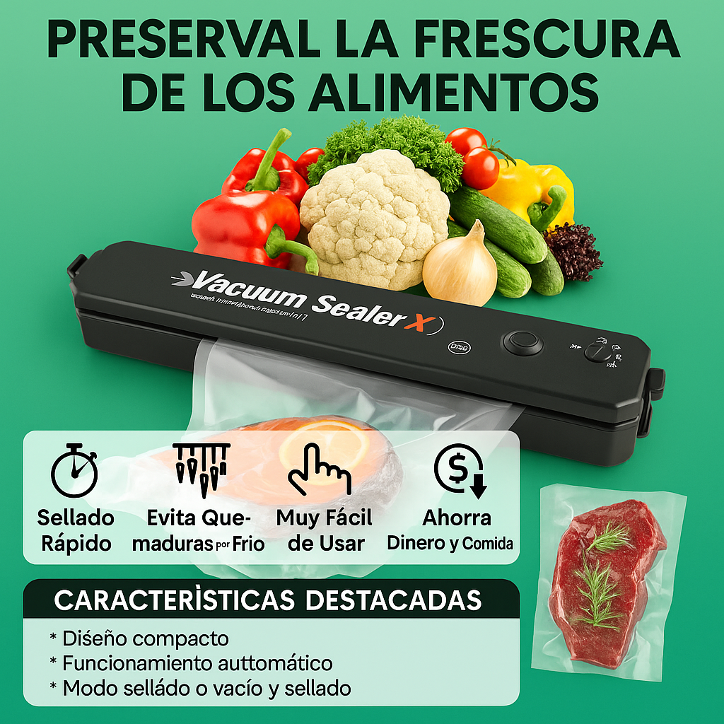 Vacuum Sealer X Pro™ – Conserva Más, Bota Menos y Ahorra Dinero💰
