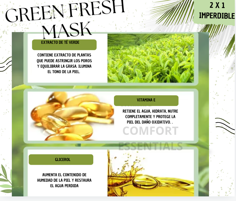 Green Fresh Mask- Piel libre de impurezas en solo minutos🍃✨