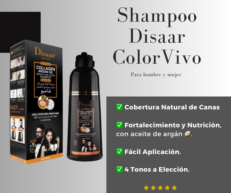 Shampoo Dissar ColorVivo-¡Despídete de las Canas y Da Vida a Tu Cabello! 🖤