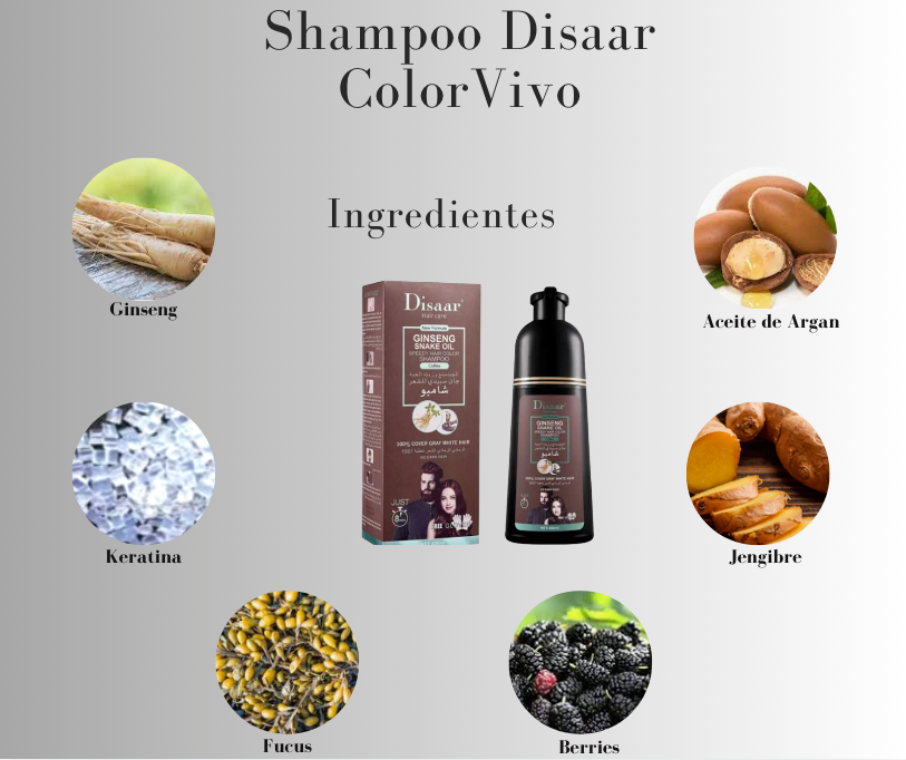 Shampoo Dissar ColorVivo-¡Despídete de las Canas y Da Vida a Tu Cabello! 🖤