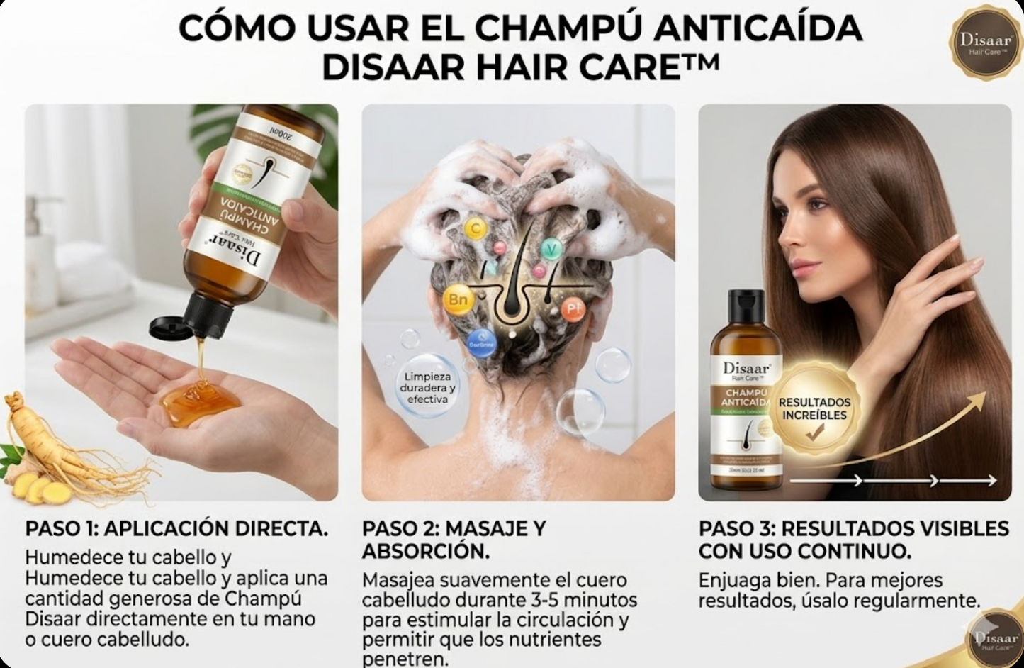 ¡Detén la Caída y Recupera tu Confianza con Disaar Hair Care™!