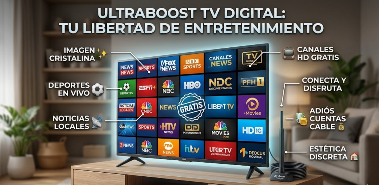 UltraBoost TV Digital-Señal HD Impecable y Canales Gratis en Cualquier Lugar de tu Casa ⚡🏠