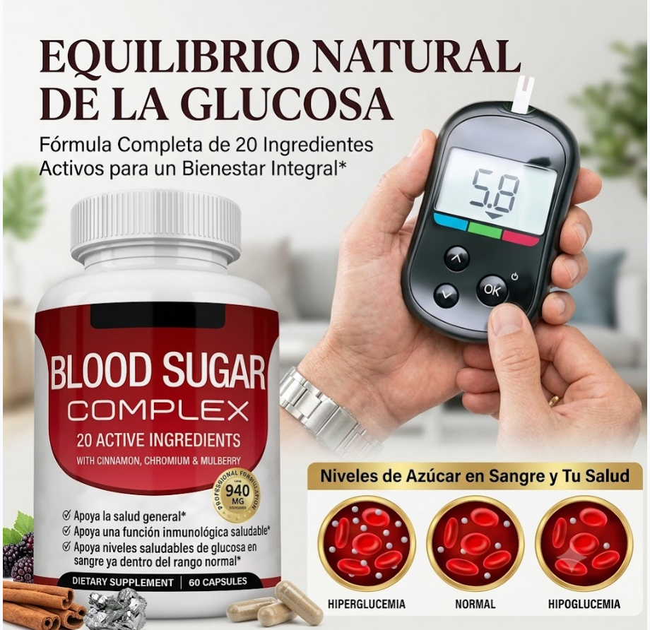 ⚡ Blood Sugar Complex: Energía inagotable y metabolismo bajo control.