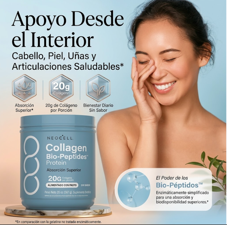 NEOCELL® COLLAGEN BIO-PEPTIDES™: Rejuvenece tu piel y fortalece tus articulaciones desde el interior ✨💧