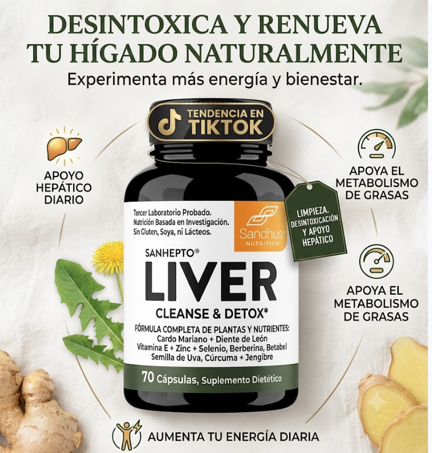 Liver Cleanse & Detox: Desinflama tu abdomen y reactiva tu metabolismo 🌱⚡ 70 cápsulas.
