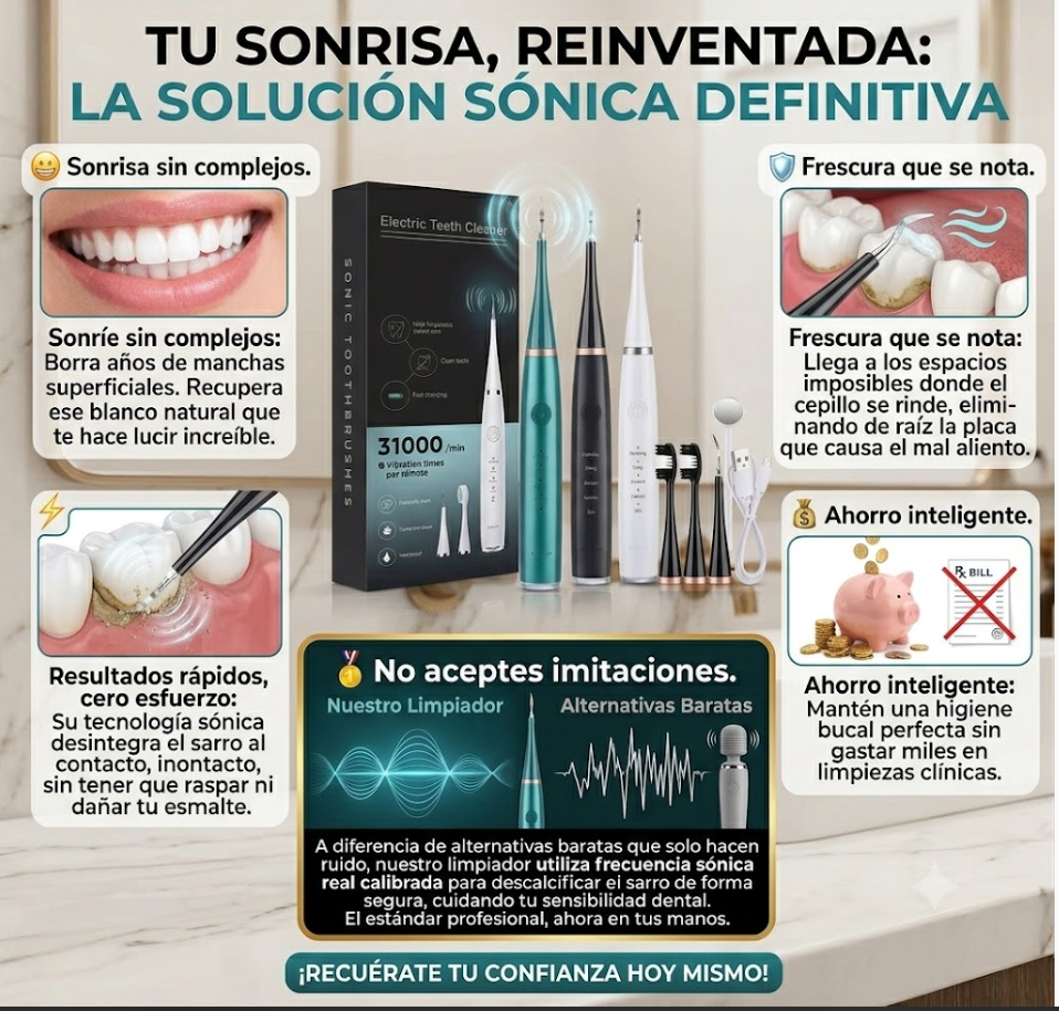 Electric Teeth Cleaner, Sonic Toothbrush: Elimina el sarro y recupera tu sonrisa blanca en minutos 🦷✨