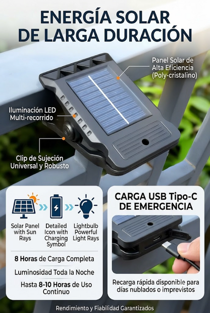 Lámpara Solar con Clip: Seguridad al instante y sin gastar en electricidad 🛡️💡 2 X 1