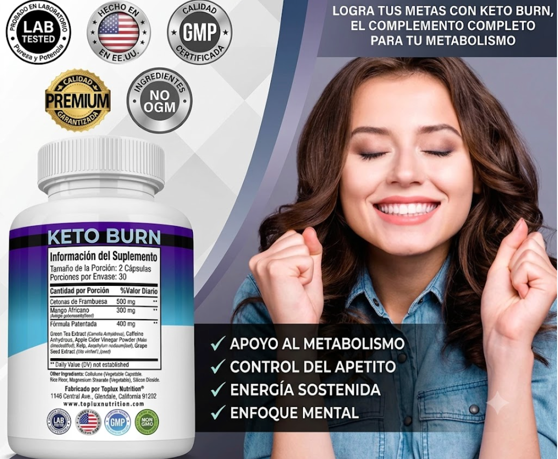 Keto Burn🔥: Apaga tus Antojos y Quema Grasa Sin Pasar Hambre 🚫🔥 (60 cápsulas)
