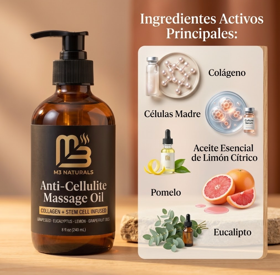 M3 Naturals Aceite Masaje Reafirmante: Recupera la firmeza de tu piel sin sensación grasosa ✨