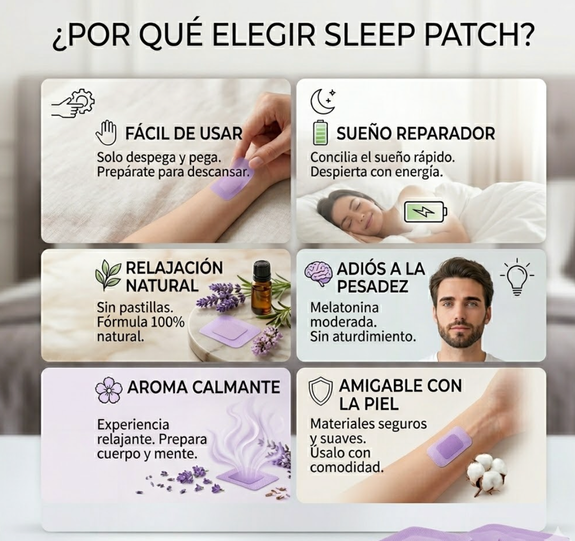 🌙 Sleep Patch-30 parches relajantes para dormir✨ Duerme mejor, vive mejor: Descubre el secreto para una buena noche de sueño.