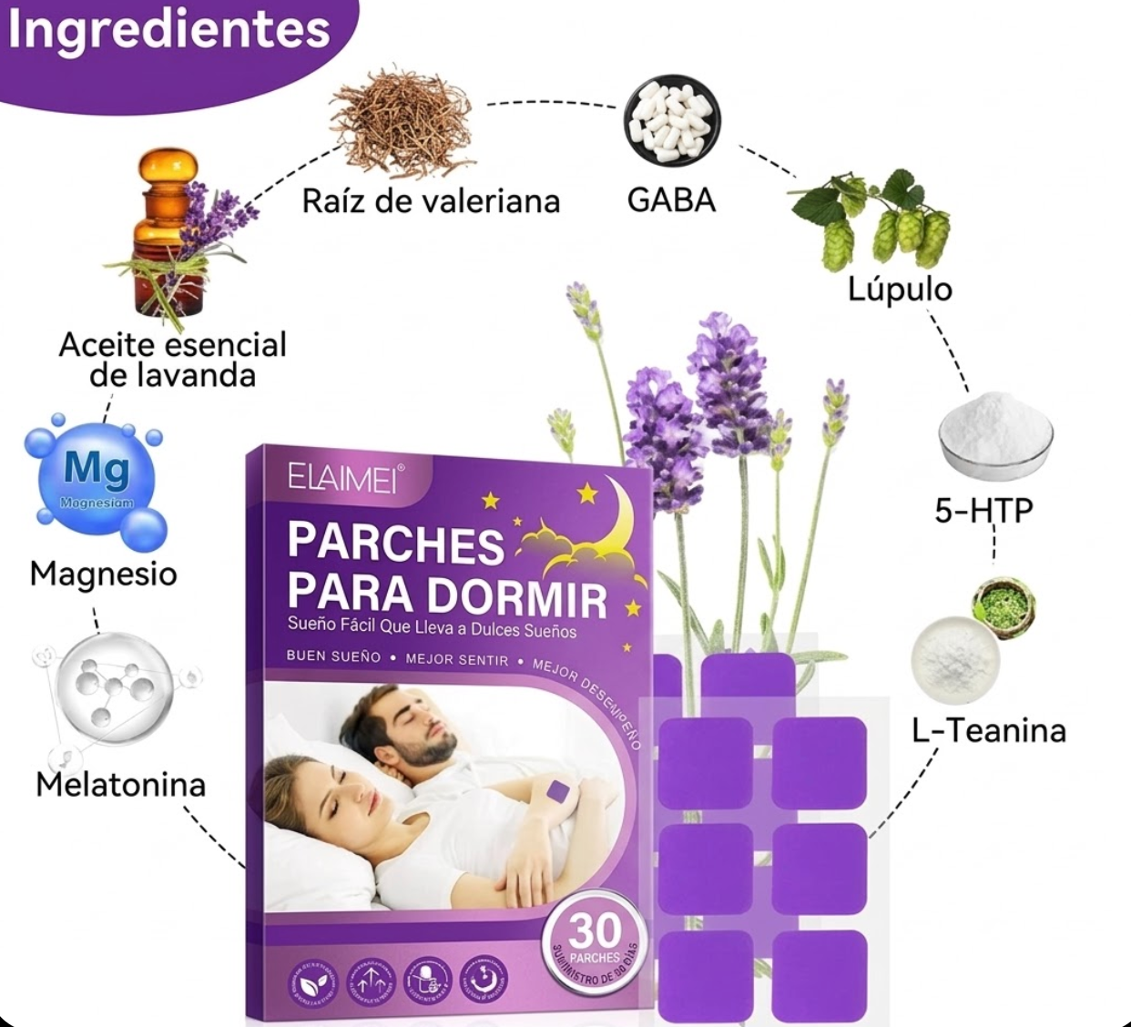 🌙 Sleep Patch-30 parches relajantes para dormir✨ Duerme mejor, vive mejor: Descubre el secreto para una buena noche de sueño.