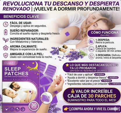 🌙 Sleep Patch-30 parches relajantes para dormir✨ Duerme mejor, vive mejor: Descubre el secreto para una buena noche de sueño.