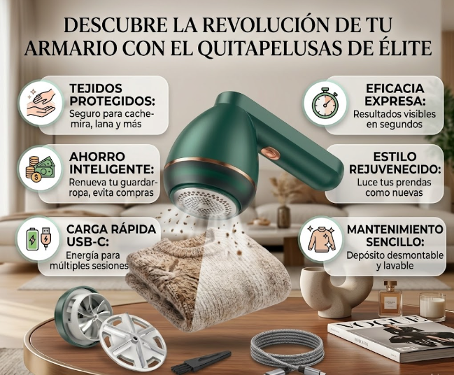 ✨ Quita Pelusas Elite 👚 Renueva tu ropa preferida en minutos.