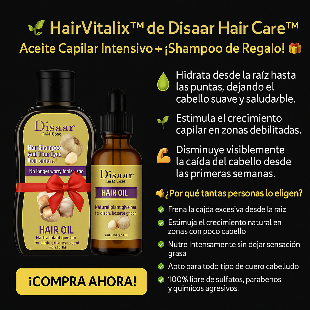 🌿 HairVitalix™ Aceite Capilar Intensivo + ¡Shampoo de Regalo! 🎁