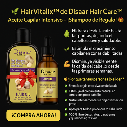 🌿 HairVitalix™ Aceite Capilar Intensivo + ¡Shampoo de Regalo! 🎁