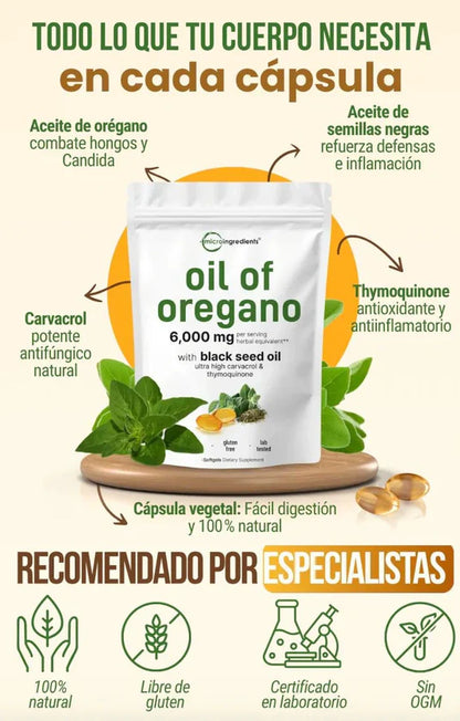 ACEITE DE OREGANO -60 capsuias - Detox natural para reducir hinchazón y mejorar tu digestión